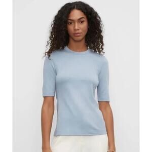 Club Monaco Womens L Blue Lightweight Viscose Casual Perfect Summer Tee NEW